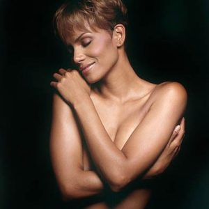 Halle Berry naked covering breasts