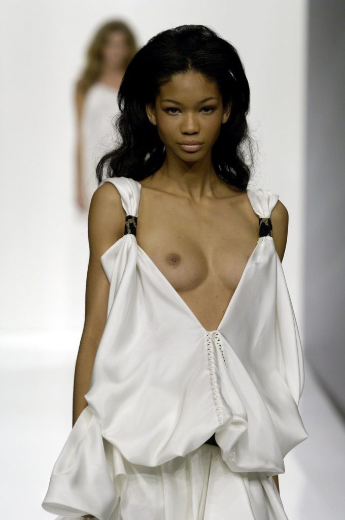 Chanel Iman topless on the runway