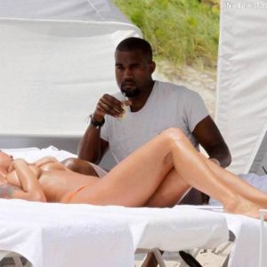 Kanye West with Amber rose at the beach