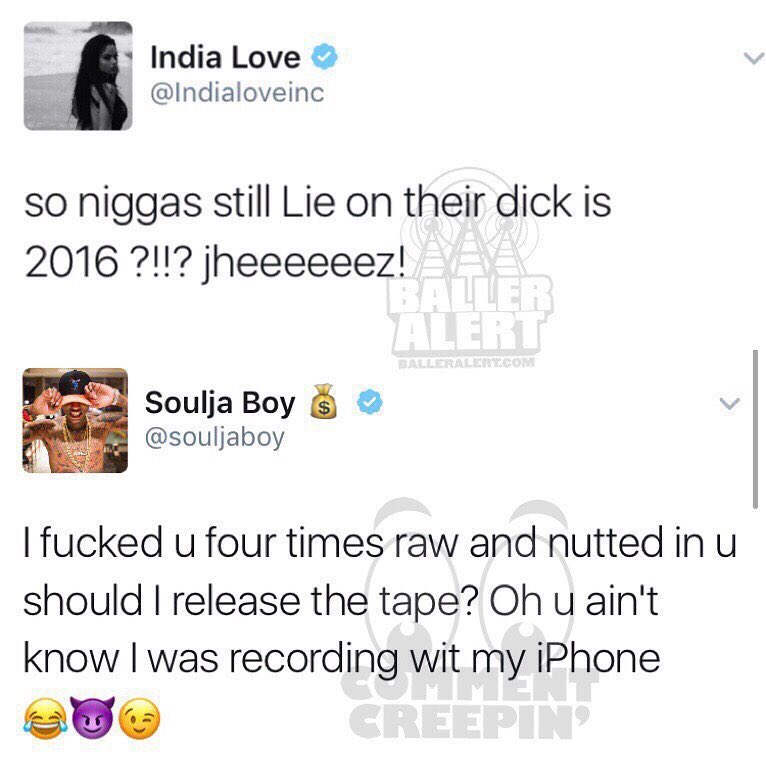 India love and soulja boy text convo