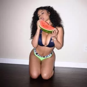 india love eating watermelon in a bikini