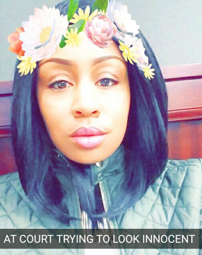 fugitive Brittney Jones at the courthouse snapchat with flowers in her hair