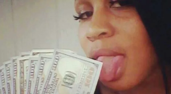 celebrity brittney jones licking 100 dollar bills